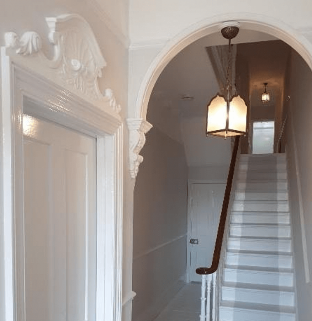 interior decorated hallway and stairs residential
